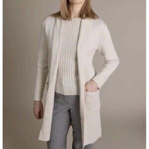 Alashan Beige/Gray Sarah Shawl Collar Cashmere Blend Longline Cardigan Medium